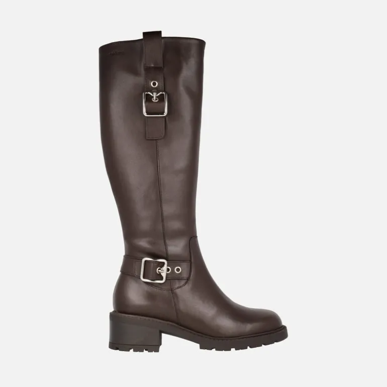 Botas Wonders en piel con caña alta y hebillas
