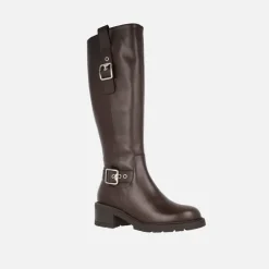Botas Wonders en piel con caña alta y hebillas