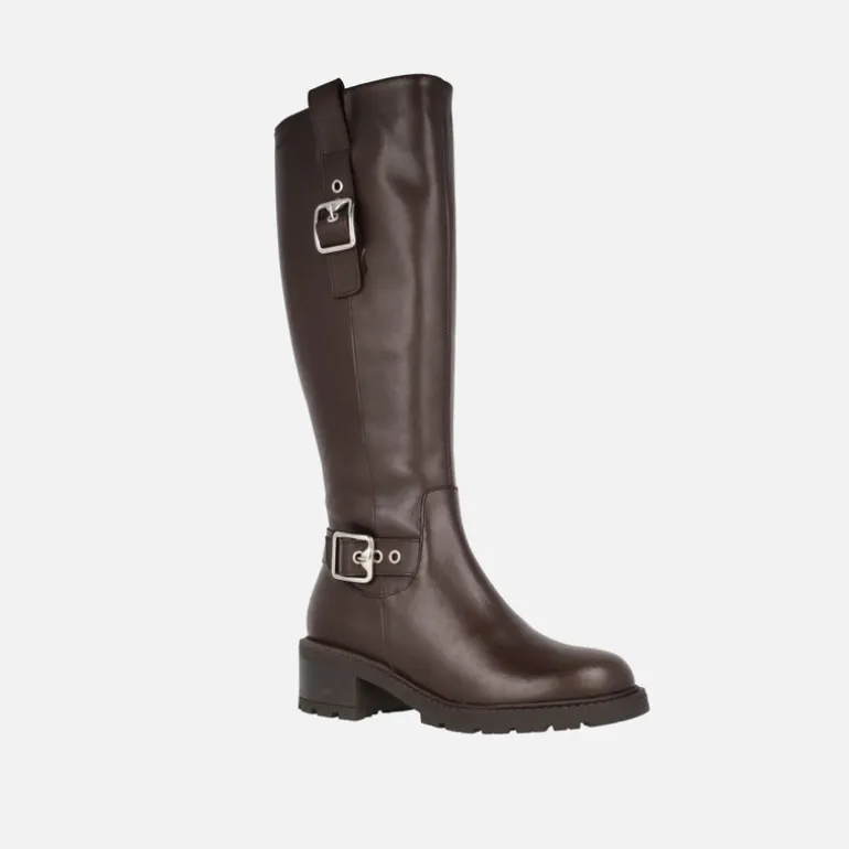 Botas Wonders en piel con caña alta y hebillas