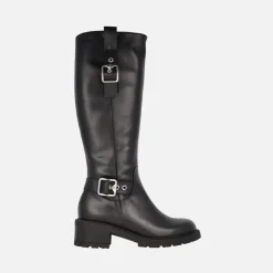 Botas Wonders en piel con caña alta y hebillas