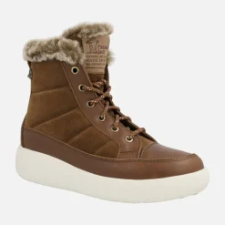 Botines acolchados de serraje con cordones Raquel