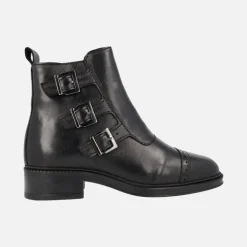 Botines Ayana de piel con tres tiras de hebillas