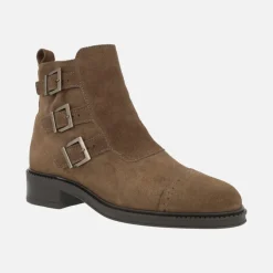 Botines Ayana de piel con tres tiras de hebillas