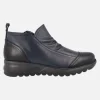 Botines bajos de piel en combinado azul y negro