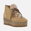 Botines bajos en ante con pala de borreguillo y cuña baja de yute