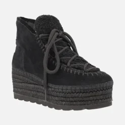 Botines bajos en ante con pala de borreguillo y cuña baja de yute