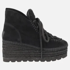 Botines bajos en ante con pala de borreguillo y cuña baja de yute