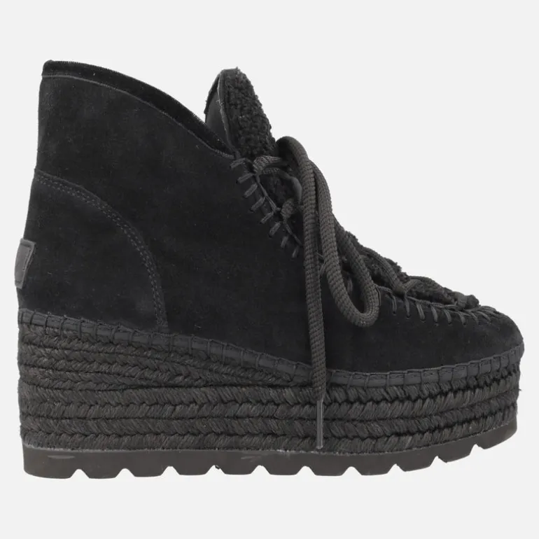 Botines bajos en ante con pala de borreguillo y cuña baja de yute