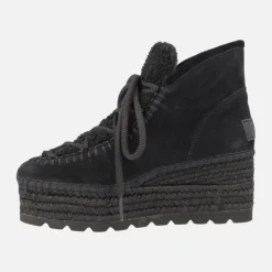 Botines bajos en ante con pala de borreguillo y cuña baja de yute
