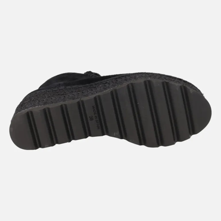 Botines bajos en ante con pala de borreguillo y cuña baja de yute