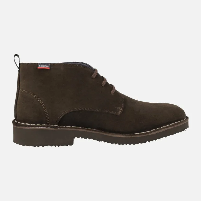 Botines bajos en piel serraje con cordones para hombre