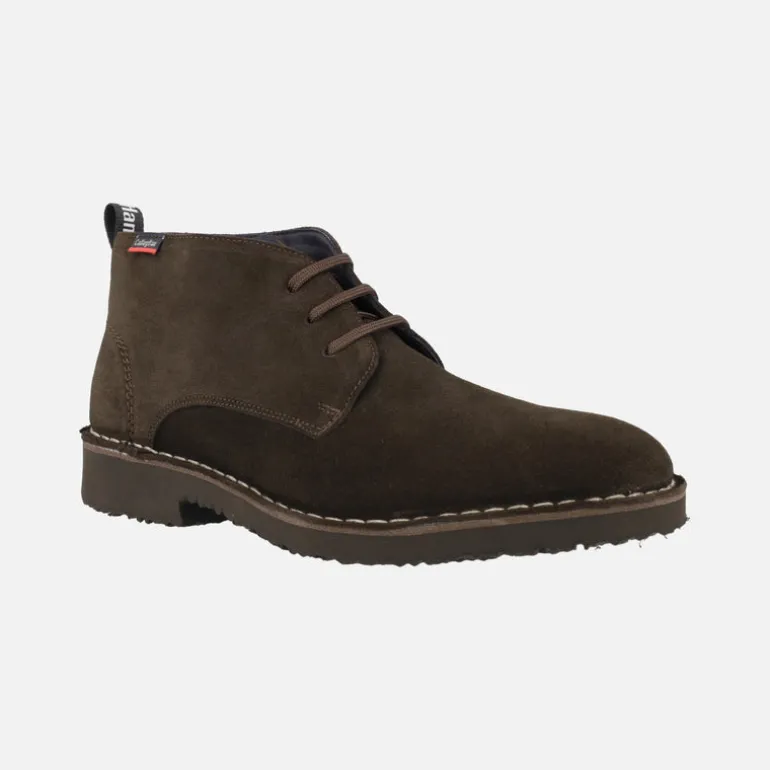 Botines bajos en piel serraje con cordones para hombre