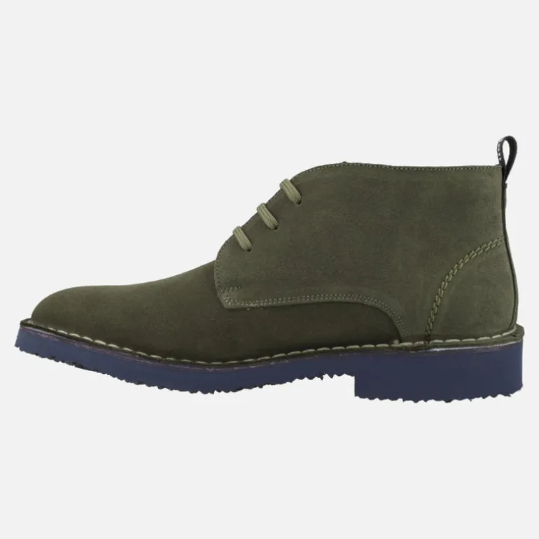 Botines bajos en piel serraje con cordones para hombre