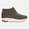 Botines bajos en serraje taupe con flecos