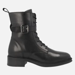 Botines Brisa de cordones en piel negra con hebilla