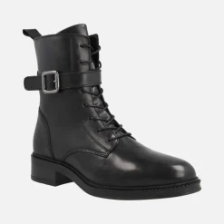 Botines Brisa de cordones en piel negra con hebilla