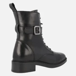 Botines Brisa de cordones en piel negra con hebilla