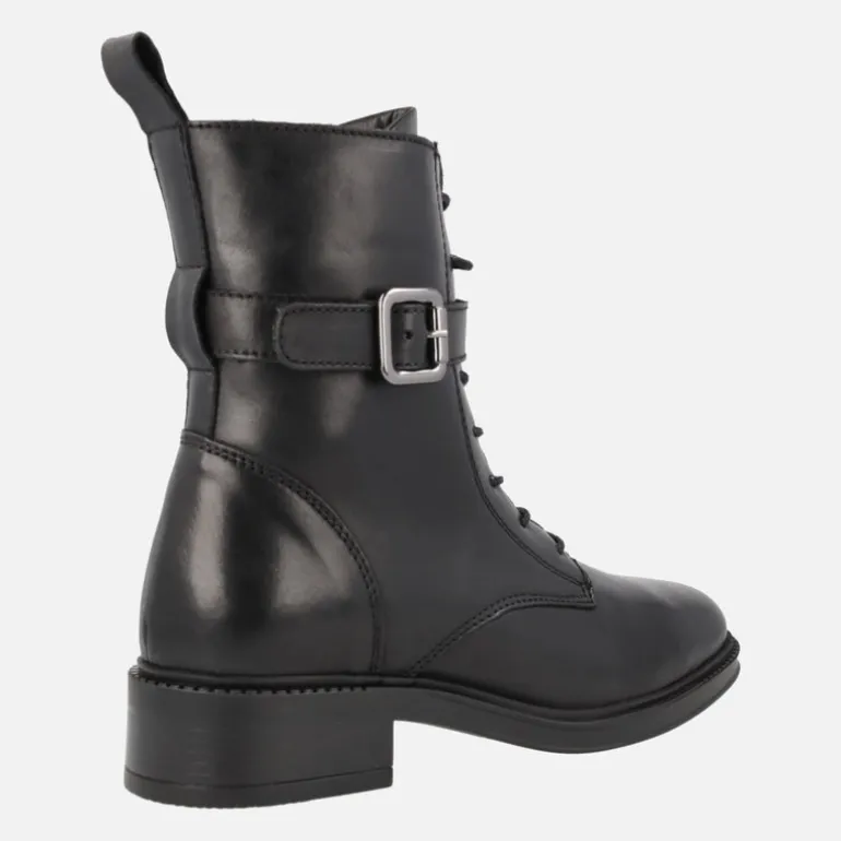 Botines Brisa de cordones en piel negra con hebilla