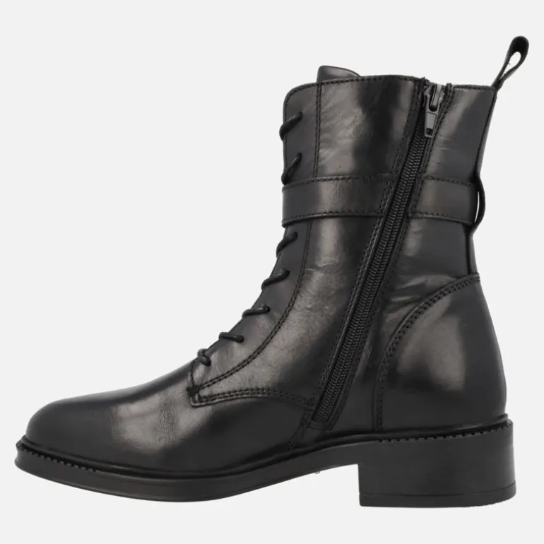 Botines Brisa de cordones en piel negra con hebilla