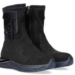 Botines calcetín en serraje negro con bolsillo