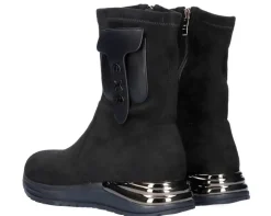 Botines calcetín en serraje negro con bolsillo