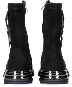 Botines calcetín en serraje negro con bolsillo