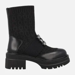 Botines calcetín negros con adorno de pedrería B079-H1033