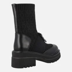 Botines calcetín negros con adorno de pedrería B079-H1033