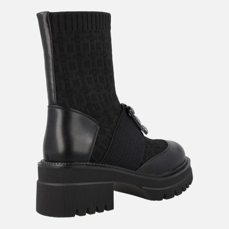 Botines calcetín negros con adorno de pedrería B079-H1033