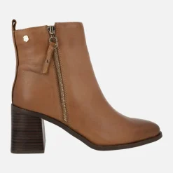 Botines Carmela de piel con tacón de 7 cms y doble cremallera