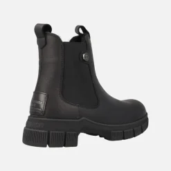 Botines chelsea de piel en negro con forro de pelo Panama Nery