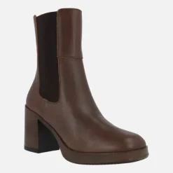Botines chelsea para mujer en piel cuero con tacón y plataforma