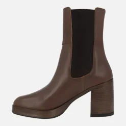 Botines chelsea para mujer en piel cuero con tacón y plataforma
