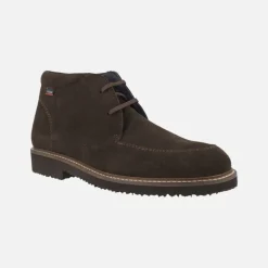Botines con cordones para hombre en ante marrón