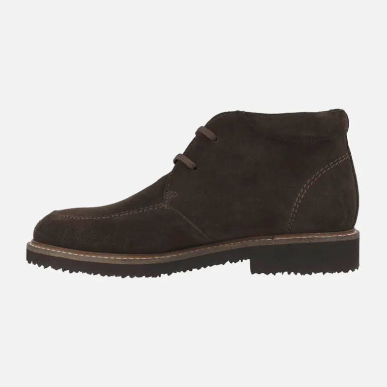 Botines con cordones para hombre en ante marrón