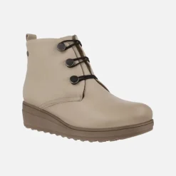 Botines confort de piel con cierre de botones y forro de pelo