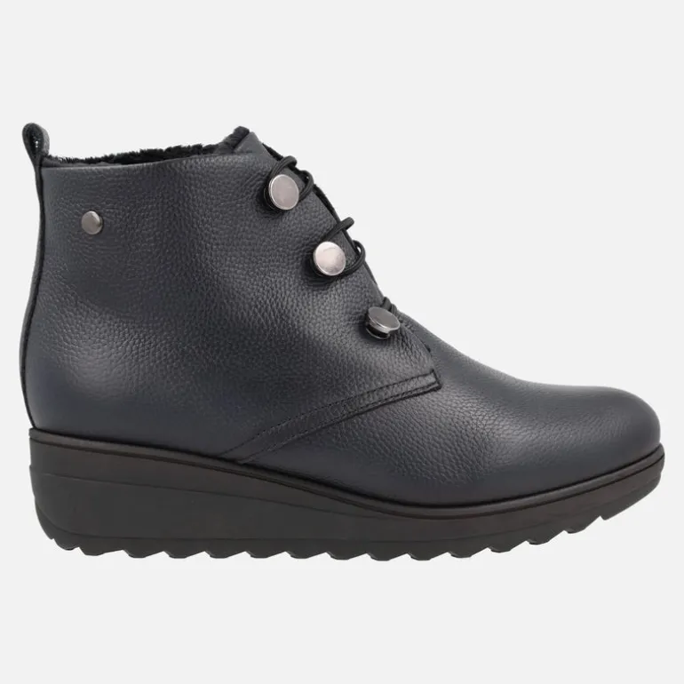 Botines confort de piel con cierre de botones y forro de pelo