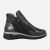 Botines confort en combinado negro con doble cremallera