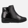 Botines confort en combinado de piel y coco charol negro