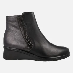 Botines confort en combinado negro con cremallera interior