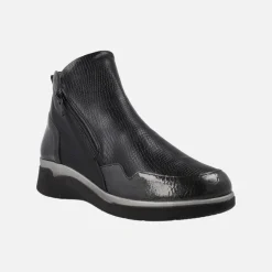 Botines confort en combinado negro con doble cremallera