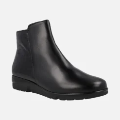 Botines confort en combinado de piel y coco charol negro