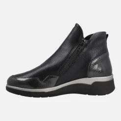 Botines confort en combinado negro con doble cremallera