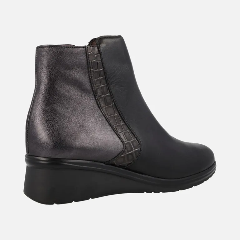 Botines confort en combinado negro con cremallera interior