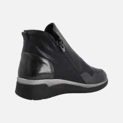 Botines confort en combinado negro con doble cremallera
