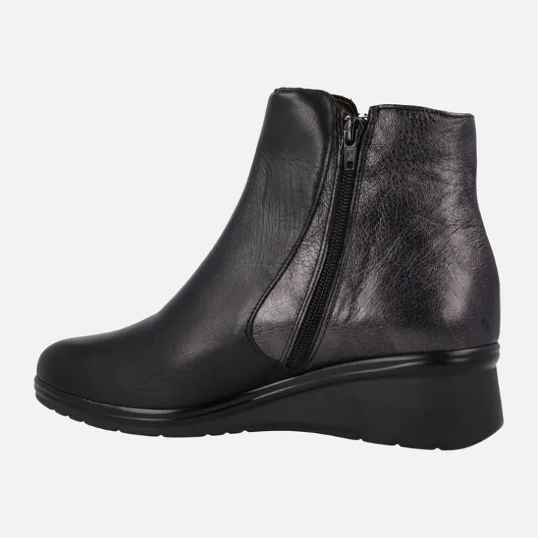 Botines confort en combinado negro con cremallera interior