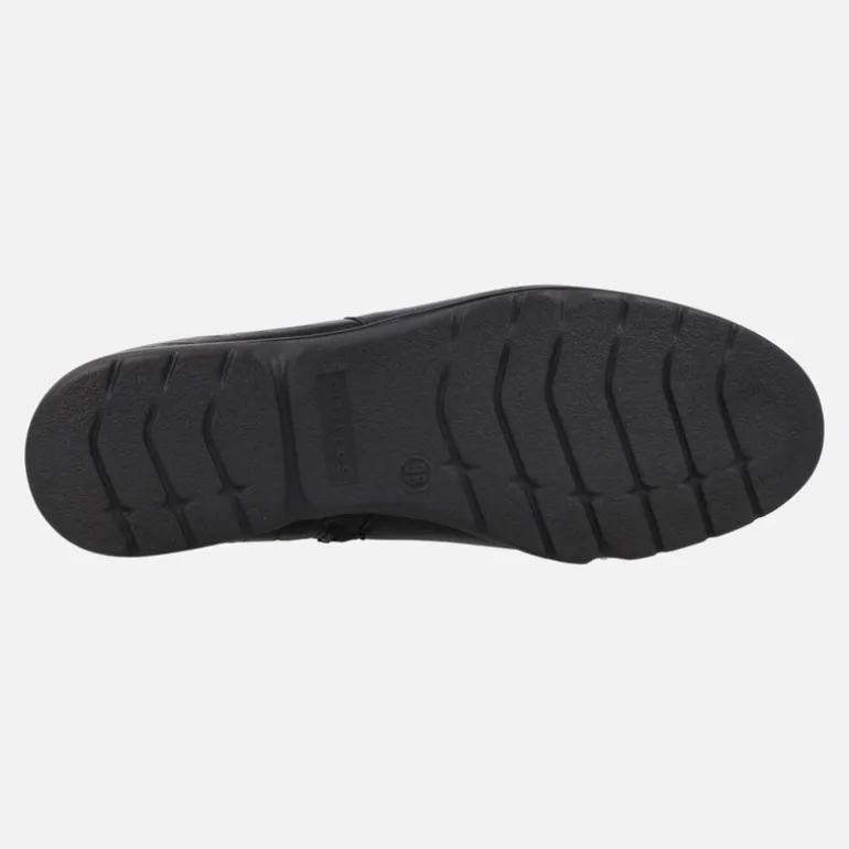 Botines confort en combinado de piel y coco charol negro