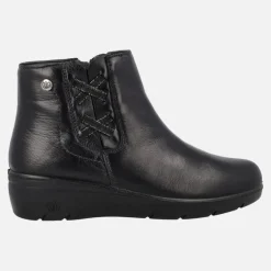 Botines confort en piel con detalle de elásticos cruzados