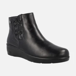 Botines confort en piel con detalle de elásticos cruzados