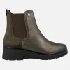 Botines confort en piel metalizada bronce y nobuck marrón